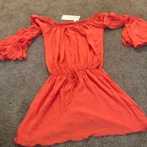 Elan Coral Off-Shoulder Mini Dress